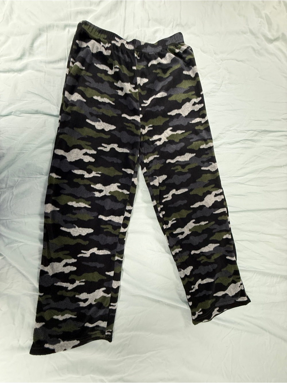 Cuddl Duds Boys Youth Size L (10/12) Green Camouflage Fleece Pajama Pants